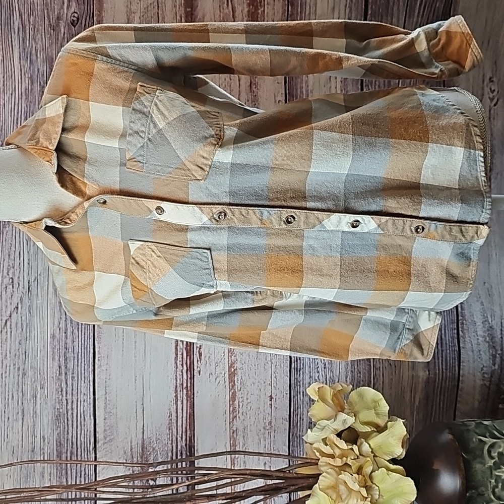 NEW NATURAL REFLECTIONS BASS PRO SHOPS PLAID LONG SLEEVE BUTTON-UP FLANNEL